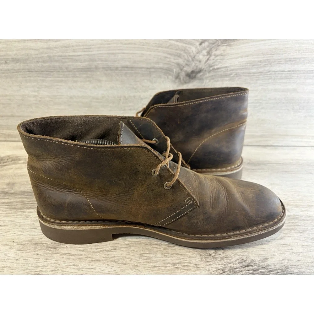 Clarks Bushacre Boots Men's 8.5 M‎ Brown Oiled Leather Chukka Desert Comfort